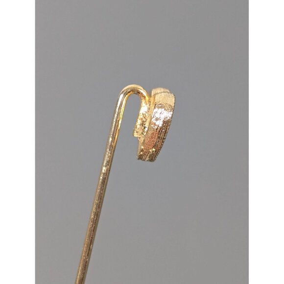 Vintage Gold Tone Rhinestone Heart Stick Pin Brooch Classic - Picture 3 of 9